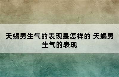 天蝎男生气的表现是怎样的 天蝎男生气的表现